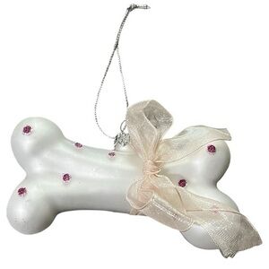 Katherine's Coll. Dog Bone Polkadot Ornament 
Fifi Poodle in Paris White/Pink